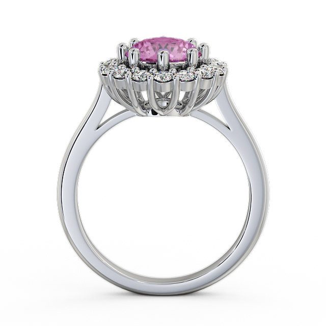 Halo Pink Sapphire and Diamond 2.00ct Ring Palladium - Kaimes CL24GEM_WG_PS_UP