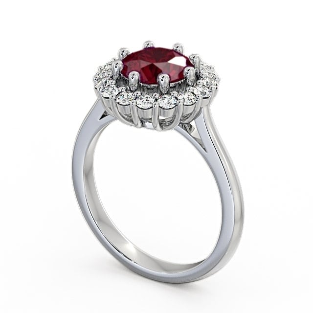 Halo Ruby and Diamond 2.00ct Ring Palladium - Kaimes CL24GEM_WG_RU_SIDE