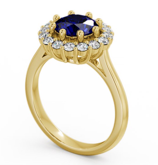  Halo Blue Sapphire and Diamond 2.00ct Ring 18K Yellow Gold - Kaimes CL24GEM_YG_BS_THUMB1 