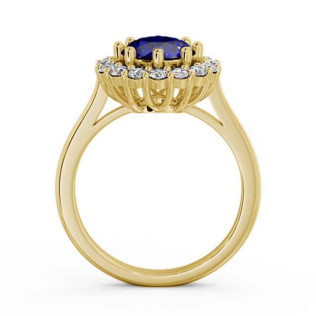 Halo Blue Sapphire and Diamond 2.00ct Ring 9K Yellow Gold - Kaimes CL24GEM_YG_BS_UP