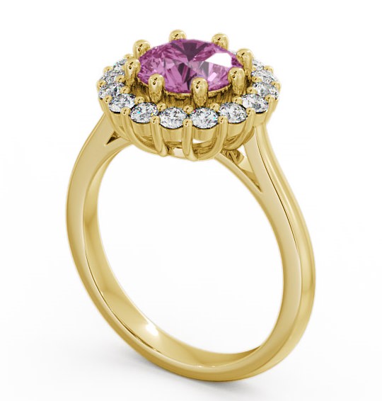 Halo Pink Sapphire and Diamond 2.00ct Ring 18K Yellow Gold - Kaimes CL24GEM_YG_PS_THUMB1