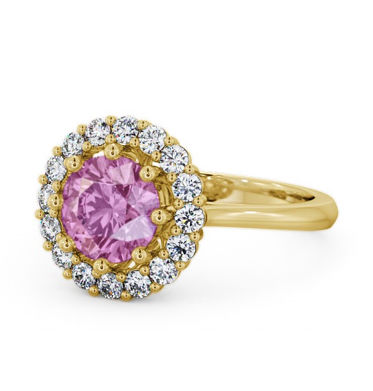  Halo Pink Sapphire and Diamond 2.00ct Ring 18K Yellow Gold - Kaimes CL24GEM_YG_PS_THUMB2 