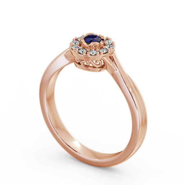 Halo Blue Sapphire and Diamond 0.30ct Ring 18K Rose Gold - Tirley CL25GEM_RG_BS_SIDE