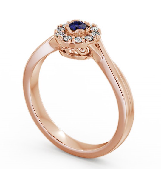 Halo Blue Sapphire and Diamond 0.30ct Ring 9K Rose Gold CL25GEM_RG_BS_THUMB1