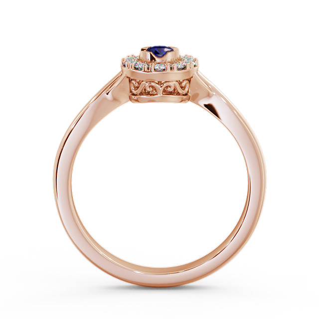 Halo Blue Sapphire and Diamond 0.30ct Ring 18K Rose Gold - Tirley CL25GEM_RG_BS_UP
