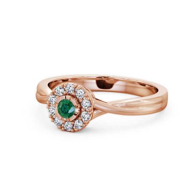 Halo Emerald and Diamond 0.27ct Ring 9K Rose Gold - Tirley CL25GEM_RG_EM_FLAT