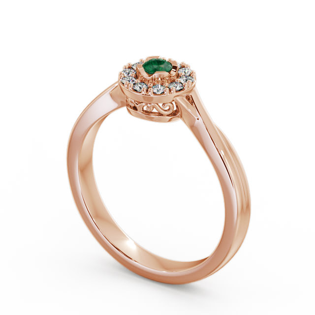 Halo Emerald and Diamond 0.27ct Ring 18K Rose Gold - Tirley