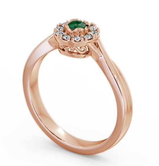 Halo Emerald and Diamond 0.27ct Ring 9K Rose Gold - Tirley CL25GEM_RG_EM_THUMB1