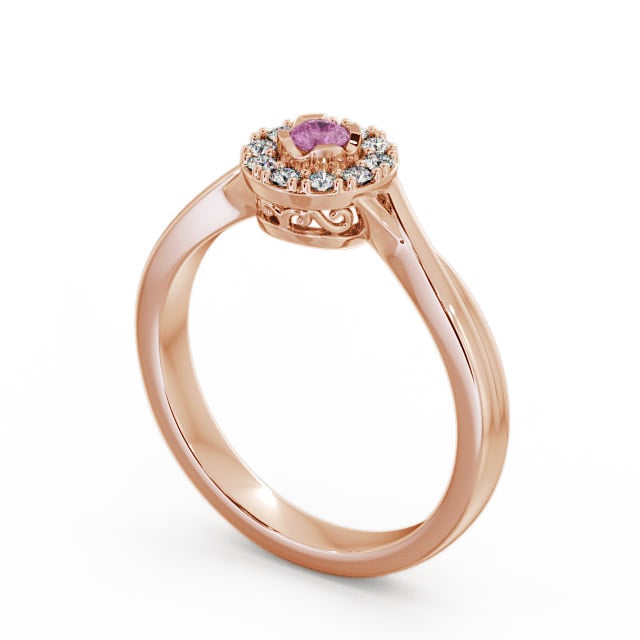 Halo Pink Sapphire and Diamond 0.30ct Ring 18K Rose Gold - Tirley CL25GEM_RG_PS_SIDE