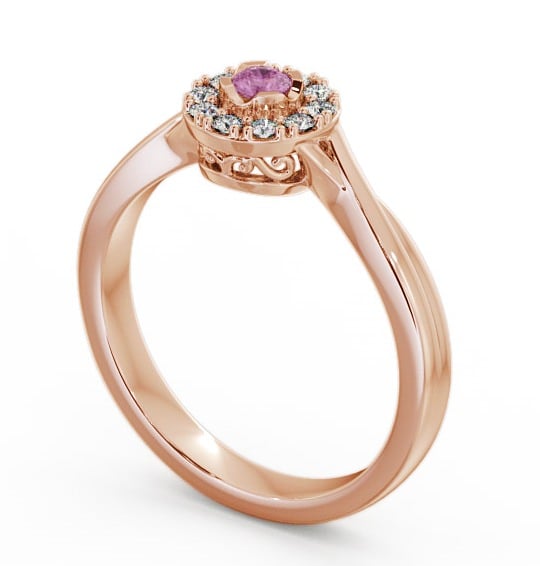  Halo Pink Sapphire and Diamond 0.30ct Ring 18K Rose Gold - Tirley CL25GEM_RG_PS_THUMB1 