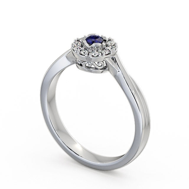 Halo Blue Sapphire and Diamond 0.30ct Ring Palladium - Tirley CL25GEM_WG_BS_SIDE