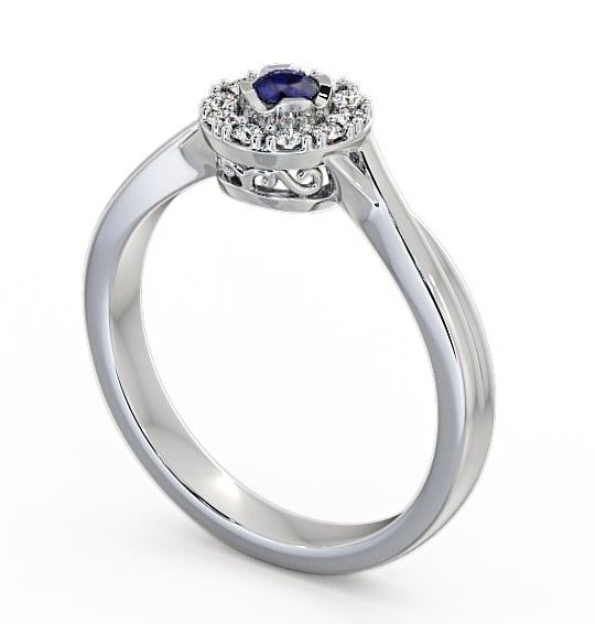 Halo Blue Sapphire and Diamond 0.30ct Ring 18K White Gold - Tirley CL25GEM_WG_BS_THUMB1