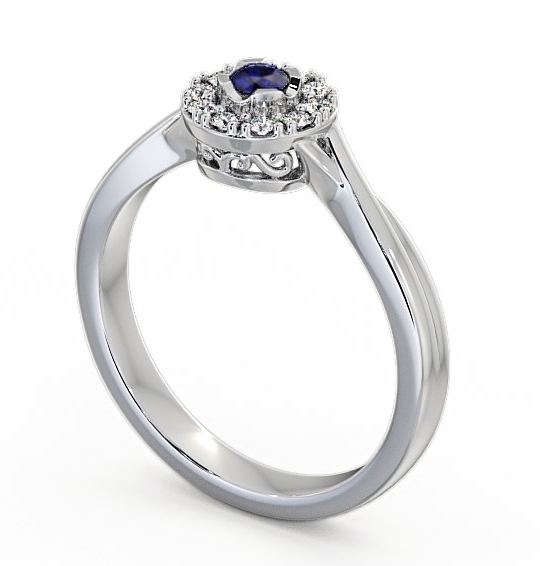 Halo Blue Sapphire and Diamond 0.30ct Ring 18K White Gold CL25GEM_WG_BS_THUMB1