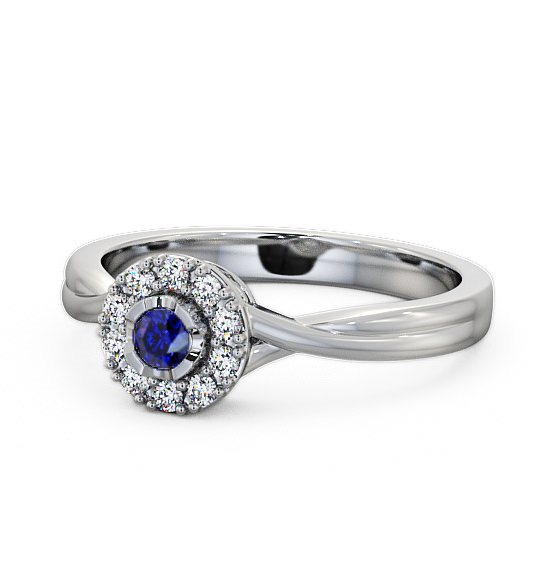  Halo Blue Sapphire and Diamond 0.30ct Ring Palladium - Tirley CL25GEM_WG_BS_THUMB2 