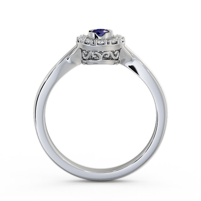 Halo Blue Sapphire and Diamond 0.30ct Ring Palladium - Tirley CL25GEM_WG_BS_UP