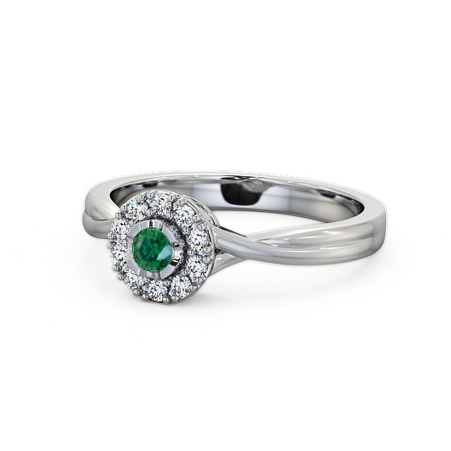 Halo Emerald and Diamond 0.27ct Ring 18K White Gold - Tirley CL25GEM_WG_EM_FLAT