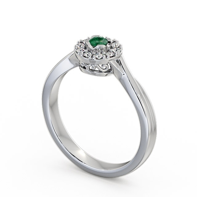Halo Emerald and Diamond 0.27ct Ring 18K White Gold - Tirley CL25GEM_WG_EM_SIDE