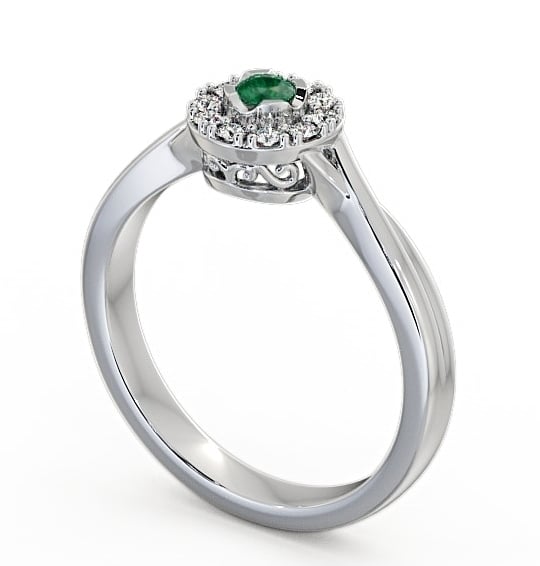 Halo Emerald and Diamond 0.27ct Ring 18K White Gold CL25GEM_WG_EM_THUMB1 