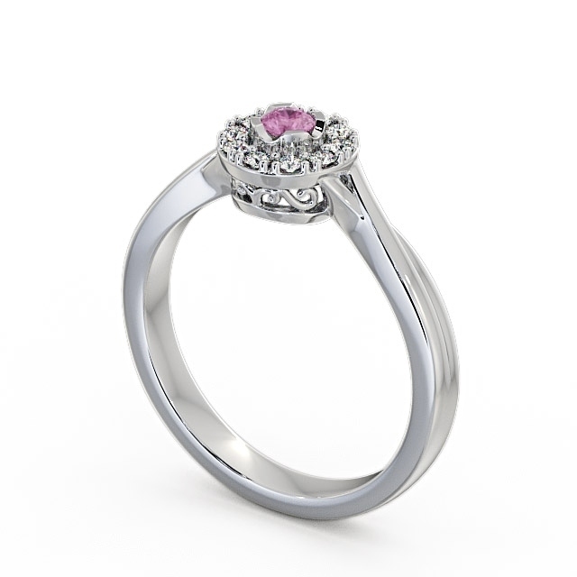 Halo Pink Sapphire and Diamond 0.30ct Ring 18K White Gold - Tirley CL25GEM_WG_PS_SIDE