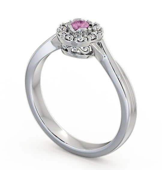  Halo Pink Sapphire and Diamond 0.30ct Ring Palladium - Tirley CL25GEM_WG_PS_THUMB1 