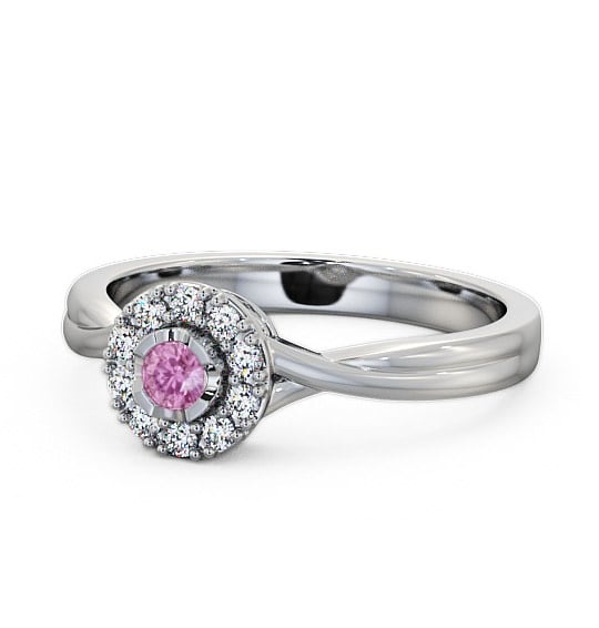  Halo Pink Sapphire and Diamond 0.30ct Ring Palladium - Tirley CL25GEM_WG_PS_THUMB2 