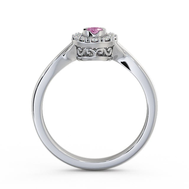 Halo Pink Sapphire and Diamond 0.30ct Ring 18K White Gold - Tirley CL25GEM_WG_PS_UP