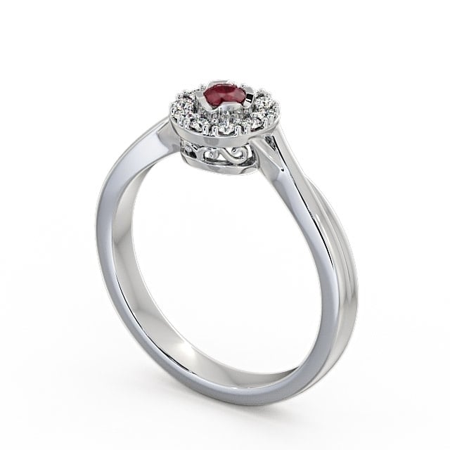Halo Ruby and Diamond 0.30ct Ring 9K White Gold - Tirley CL25GEM_WG_RU_SIDE