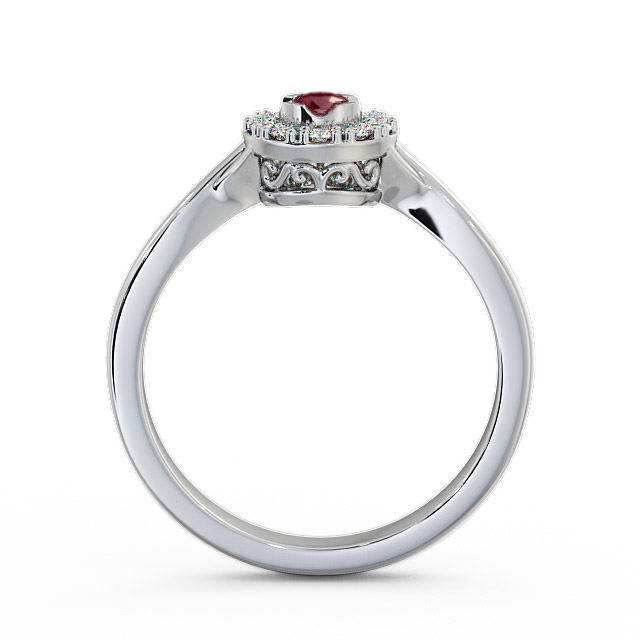 Halo Ruby and Diamond 0.30ct Ring 18K White Gold - Tirley CL25GEM_WG_RU_UP