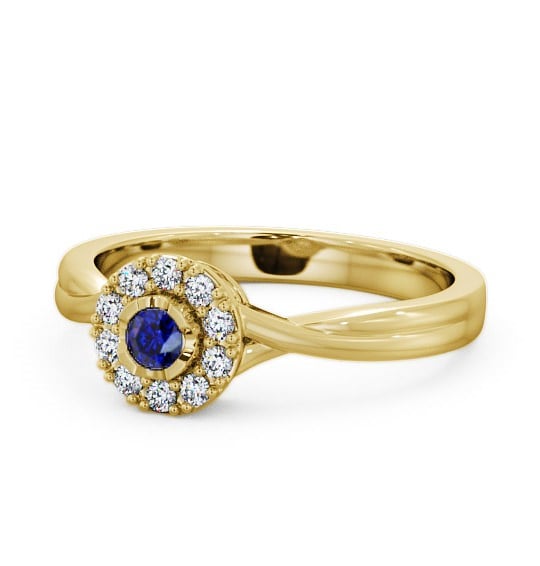  Halo Blue Sapphire and Diamond 0.30ct Ring 9K Yellow Gold - Tirley CL25GEM_YG_BS_THUMB2 