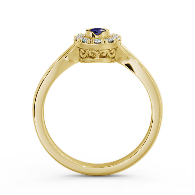 Halo Blue Sapphire and Diamond 0.30ct Ring 18K Yellow Gold - Tirley CL25GEM_YG_BS_UP