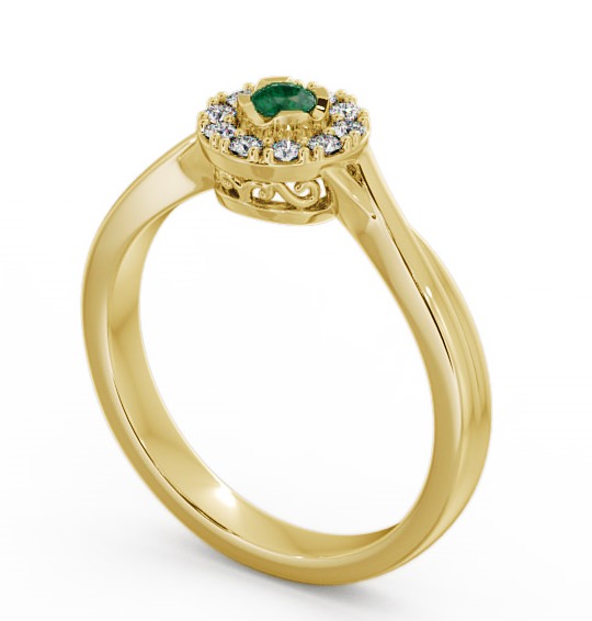 Halo Emerald and Diamond 0.27ct Ring 18K Yellow Gold - Tirley CL25GEM_YG_EM_THUMB1