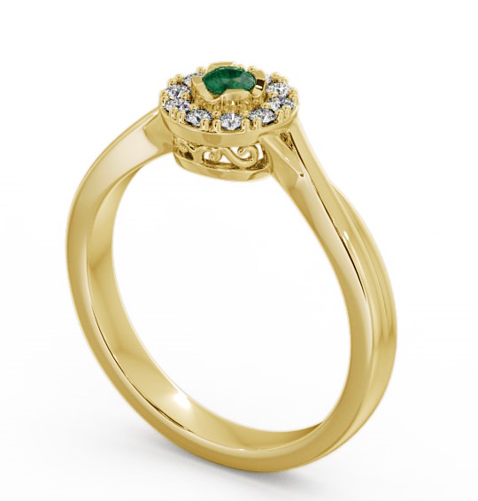 Halo Emerald and Diamond 0.27ct Ring 9K Yellow Gold CL25GEM_YG_EM_THUMB1