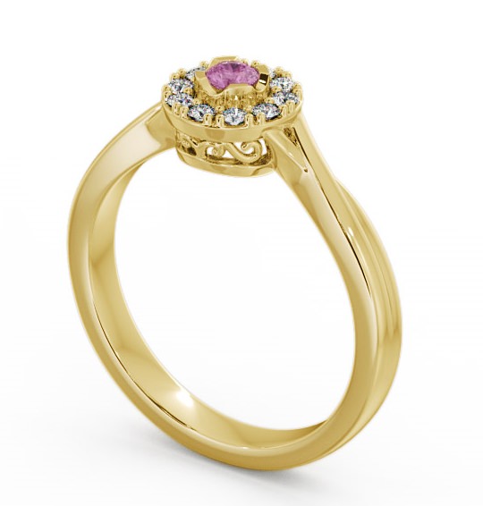 Halo Pink Sapphire and Diamond 0.30ct Ring 18K Yellow Gold - Tirley CL25GEM_YG_PS_THUMB1