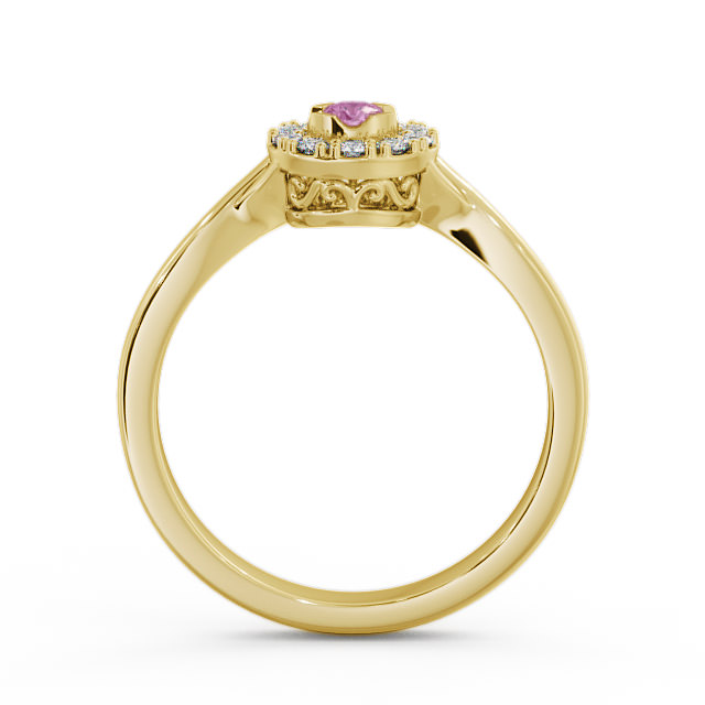 Halo Pink Sapphire and Diamond 0.30ct Ring 9K Yellow Gold - Tirley CL25GEM_YG_PS_UP