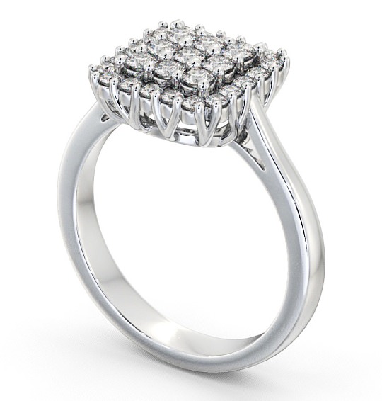 Cluster Round Diamond 0.47ct Square Design Ring 18K White Gold CL26_WG_THUMB1