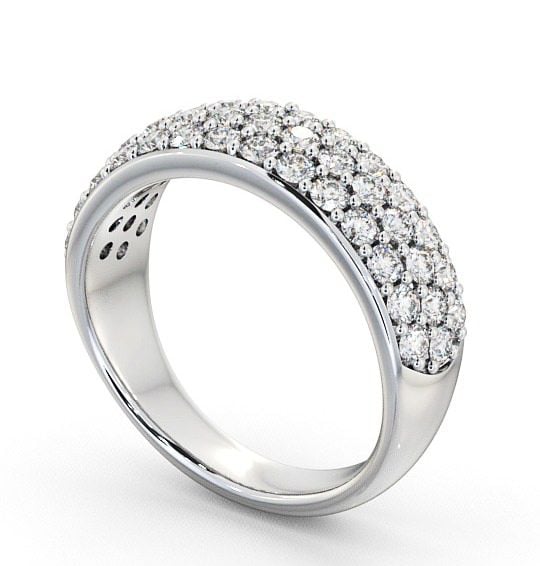 Pave Half Eternity Diamond 0.90ct Cluster Style Ring 18K White Gold CL27_WG_THUMB1