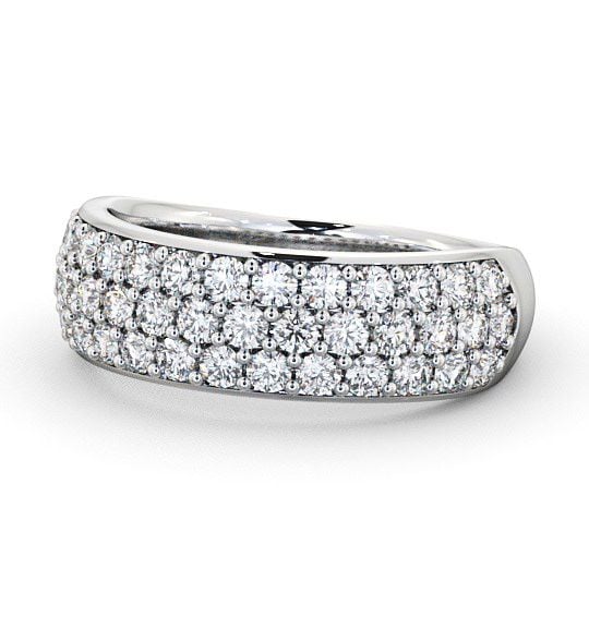Pave Half Eternity Diamond 0.90ct Cluster Style Ring 18K White Gold CL27_WG_THUMB2 