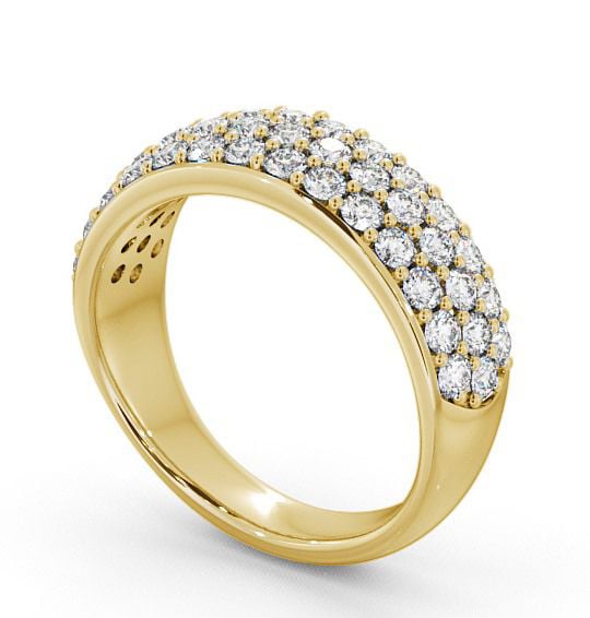 Pave Half Eternity Diamond 0.90ct Cluster Style Ring 9K Yellow Gold CL27_YG_THUMB1