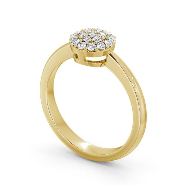 Cluster Diamond Ring 9K Yellow Gold - Saval CL29_YG_SIDE
