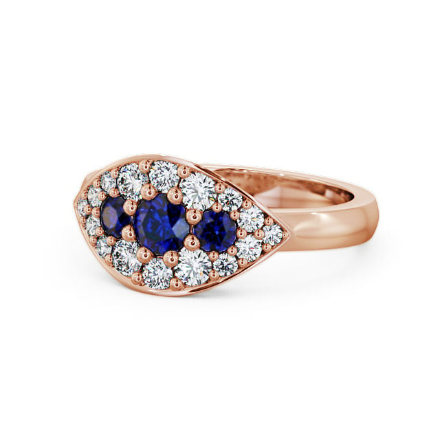 Cluster Blue Sapphire and Diamond 0.92ct Ring 9K Rose Gold - Himley CL30GEM_RG_BS_FLAT