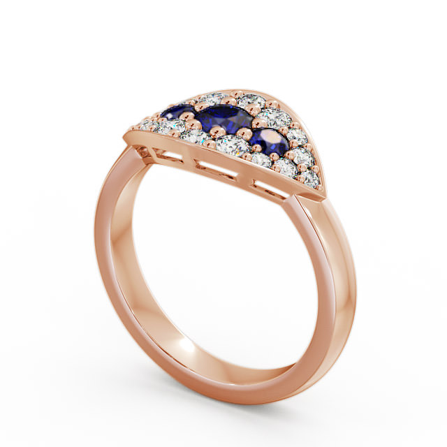 Cluster Blue Sapphire and Diamond 0.92ct Ring 18K Rose Gold - Himley