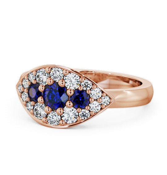  Cluster Blue Sapphire and Diamond 0.92ct Ring 9K Rose Gold - Himley CL30GEM_RG_BS_THUMB2 