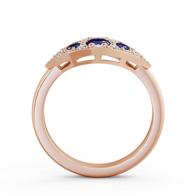 Cluster Blue Sapphire and Diamond 0.92ct Ring 18K Rose Gold - Himley CL30GEM_RG_BS_UP