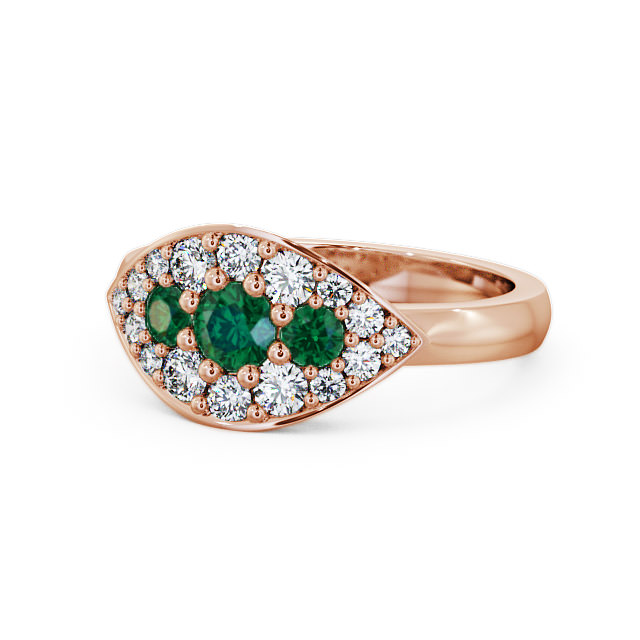 Cluster Emerald and Diamond 0.81ct Ring 9K Rose Gold - Himley CL30GEM_RG_EM_FLAT