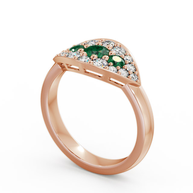 Cluster Emerald and Diamond 0.81ct Ring 9K Rose Gold - Himley CL30GEM_RG_EM_SIDE