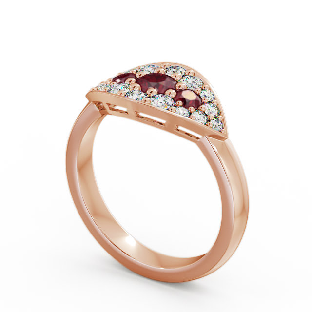 Cluster Ruby and Diamond 0.92ct Ring 18K Rose Gold - Himley CL30GEM_RG_RU_SIDE