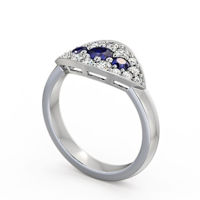 Cluster Blue Sapphire and Diamond 0.92ct Ring Platinum - Himley CL30GEM_WG_BS_SIDE