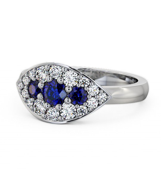  Cluster Blue Sapphire and Diamond 0.92ct Ring 18K White Gold - Himley CL30GEM_WG_BS_THUMB2 