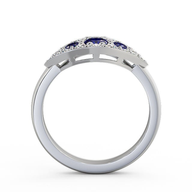 Cluster Blue Sapphire and Diamond 0.92ct Ring 18K White Gold - Himley CL30GEM_WG_BS_UP