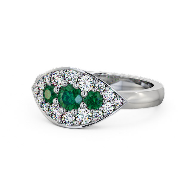 Cluster Emerald and Diamond 0.81ct Ring 9K White Gold - Himley CL30GEM_WG_EM_FLAT